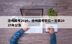 池州国考2026，池州国考职位一览表2025年公告