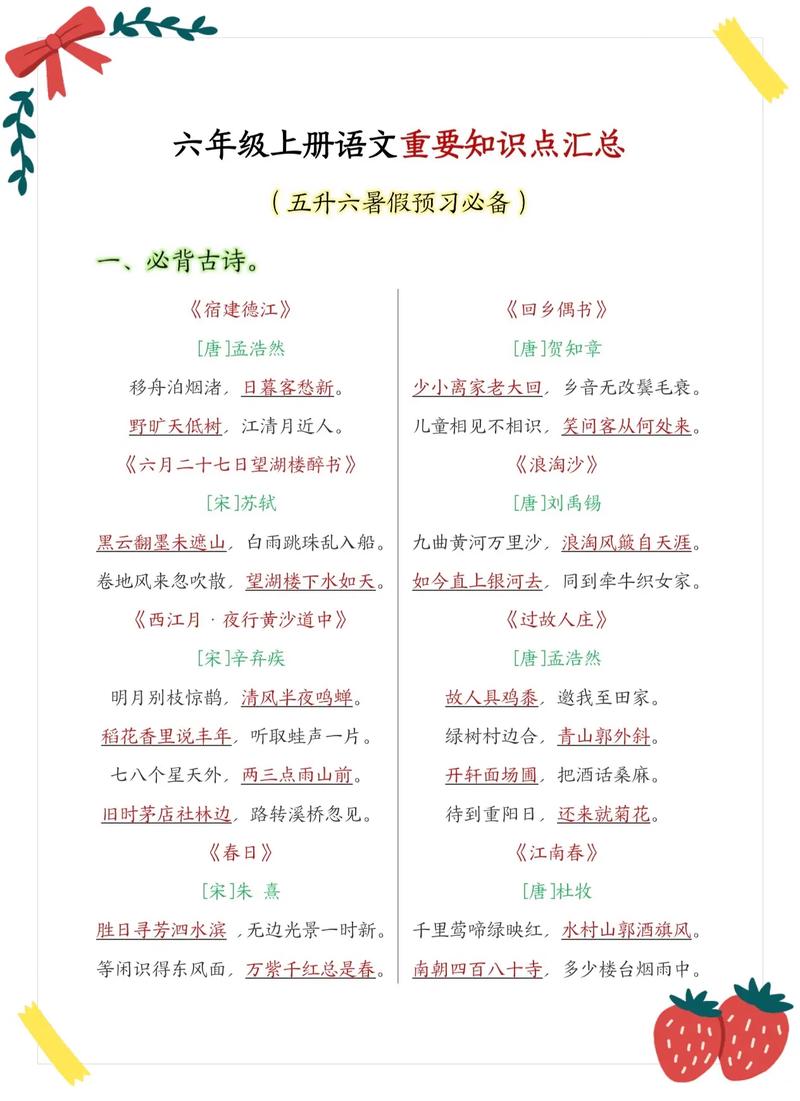 人教版六年级文学常识有哪些重点考点?如何高效掌握这些知识?-图2 人教版六年级文学常识有哪些重点考点?如何高效掌握这些知识?-图2