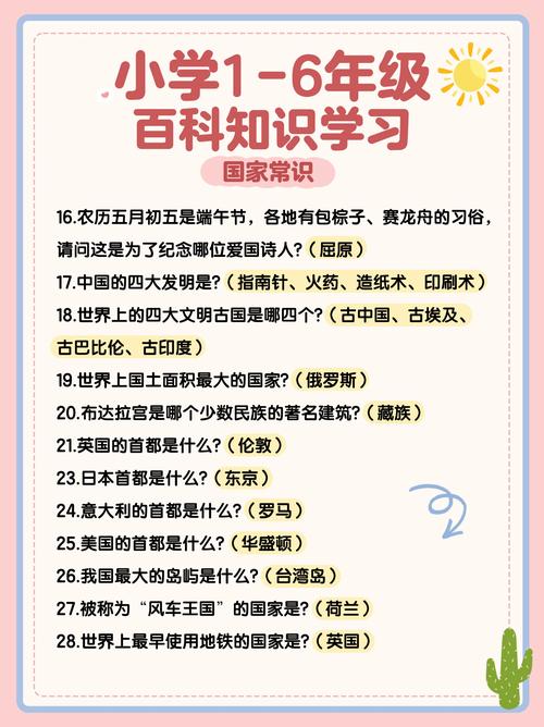小学生必备的常识清单,到底包含哪些内容才能帮助他们安全成长、适应社会?-图1 小学生必备的常识清单,到底包含哪些内容才能帮助他们安全成长、适应社会?-图1