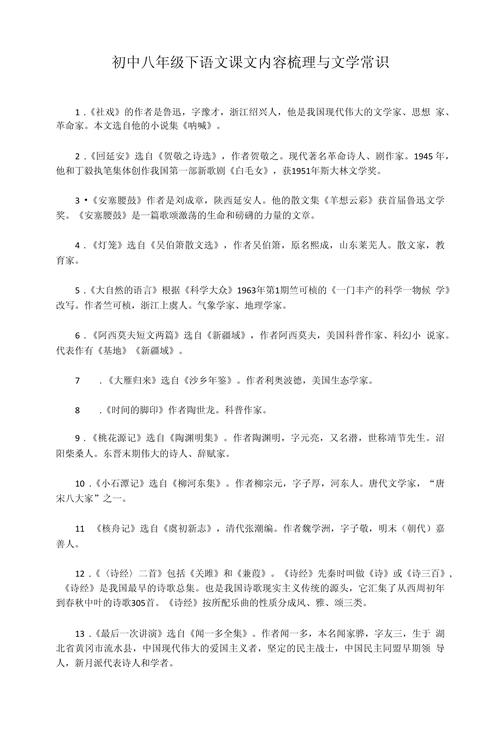 八年级下语文文学常识有哪些重点考点?如何高效记忆这些知识点?-图1 八年级下语文文学常识有哪些重点考点?如何高效记忆这些知识点?-图1