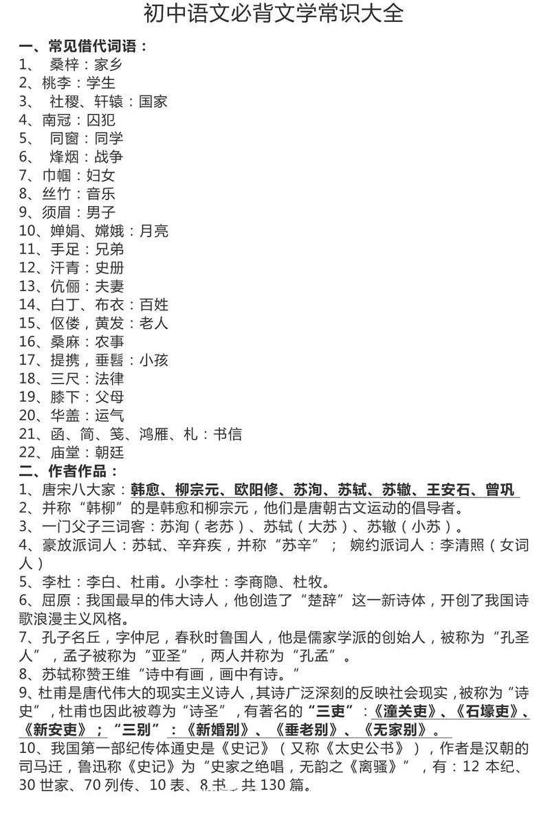 初中文学常识积累有哪些高效方法?如何系统化记忆关键考点?-图2 初中文学常识积累有哪些高效方法?如何系统化记忆关键考点?-图2