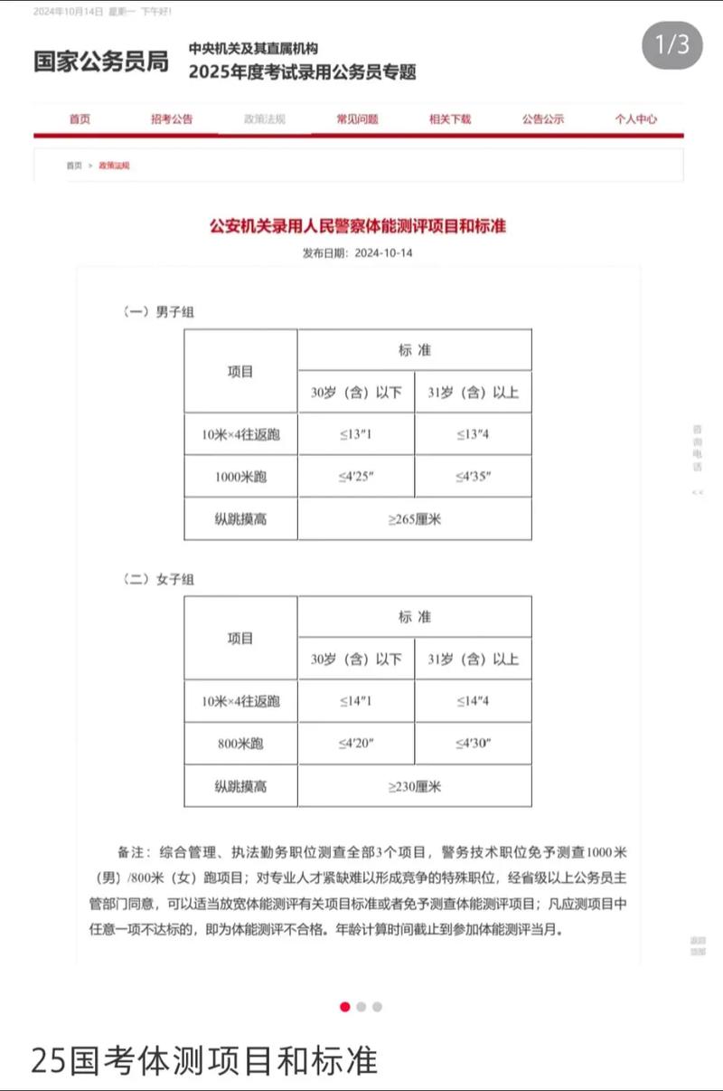 国考公安体能测试内容-图1