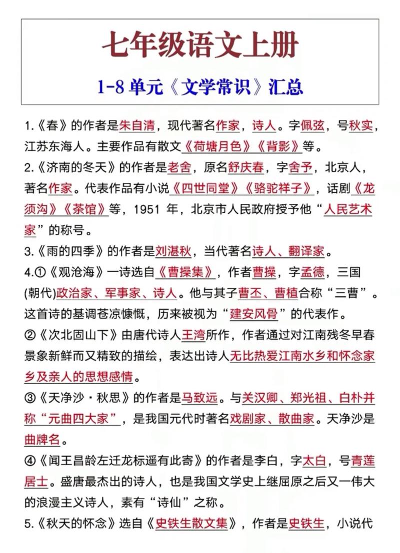 初一语文文学常识有哪些核心考点?如何高效掌握这些知识点?-图2 初一语文文学常识有哪些核心考点?如何高效掌握这些知识点?-图2
